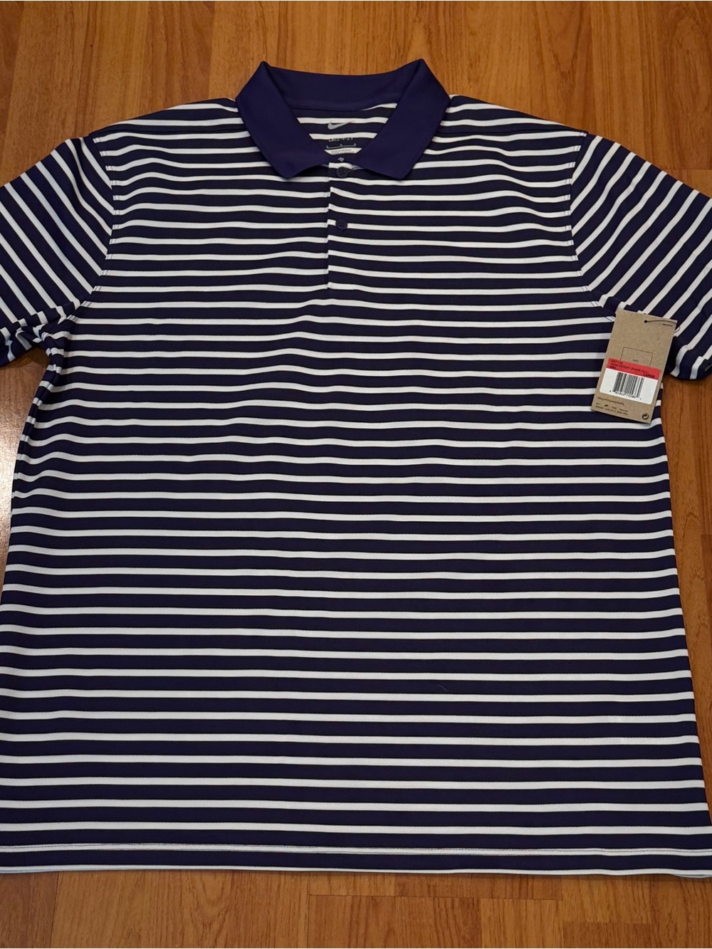 Nike Dri-Fit Men’s Varsity Stripe Golf Polo Purple White GM1142 SZ L Brand New